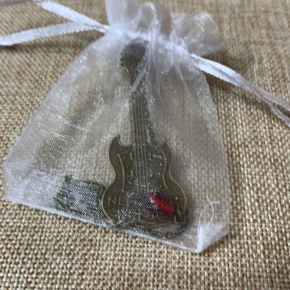 Music Band Guitar Vintage Red Glass Bead Necklace Handmade One of a kind - Picture 6 of 7